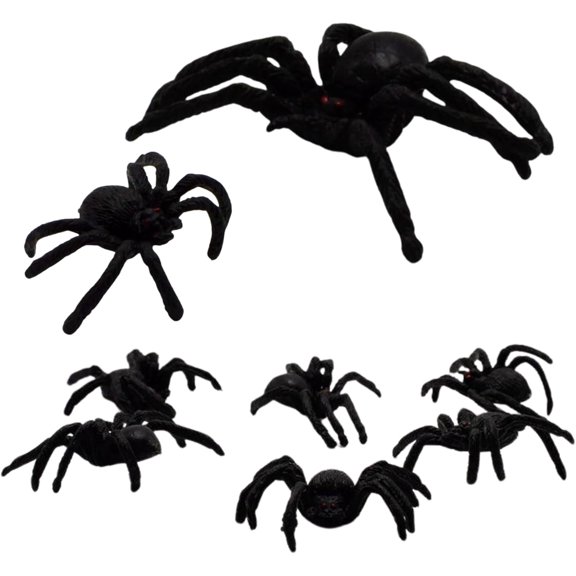 Set of 25 Realistic Plastic Prank Spiders: Spider Invasion Kit, Black