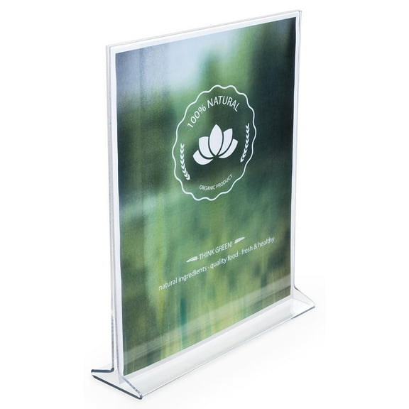Set of 25, Tabletop Sign Frame for 8.5 x 11 Graphics, Top-loading Menu Stand with Double-sided Viewing, Clear Acrylic