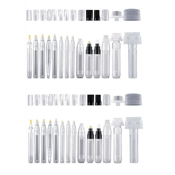 Set of 28 Fillable Blank Paint Touch Up Pen Markers Refillable Paint Pen Clear Empty Markers Empty Paint Tube