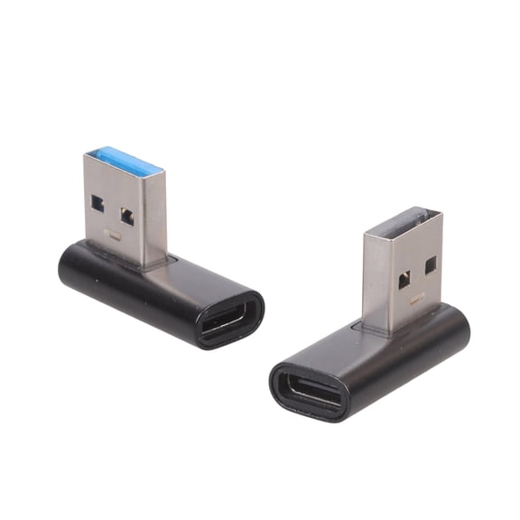 Set of 2Pcs USB A Male to USB Type C Female Adapter Right Left Angled Type Works With Multiple Electronic Devices