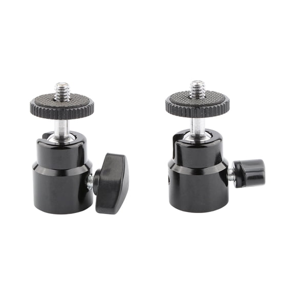 Set of 2pcs 1/4 Inch Screw Head Mount For Camera Smartphone Light Aluminum Alloy Panoramic Rotation Black