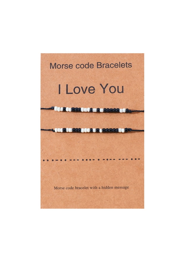 Set of 2pcs, I Love You Morse Code Bracelet, Couple Matching Adjustable Bracelet, Boyfriend, Girlfriend, Couple Jewelry for Him/Her/Girl/Wife