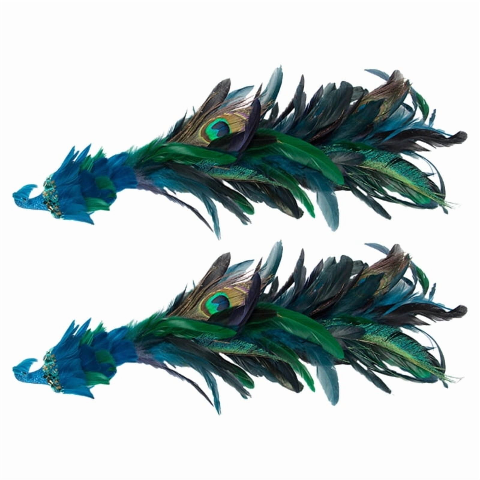 Set of 2pcs Simulated Long Tail Blue Peacocks Decor Natural Crafts Christmas Decorations Tree Hanging Pendants