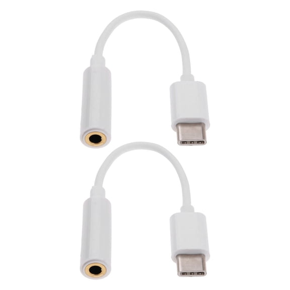 Set of 2pcs Type C Input 3.5mm Port Output Cable USB C to 3 5mm Adapter Cord Wire Tablet Phone Accessory