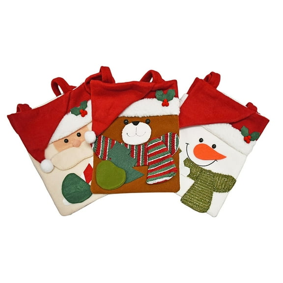 Set of 3 - 10" x 8" Felt Christmas Gift Bags! - Felt Christmas Gift Bags Perfect for Christmas Parties, Party Favors, Gift Giving, and More!