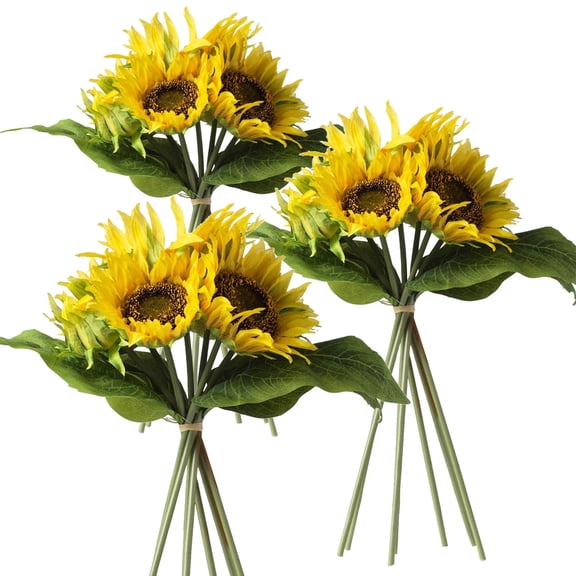 Set of 3 14x14x15" Sunflower Bundles (7 Stems Each)