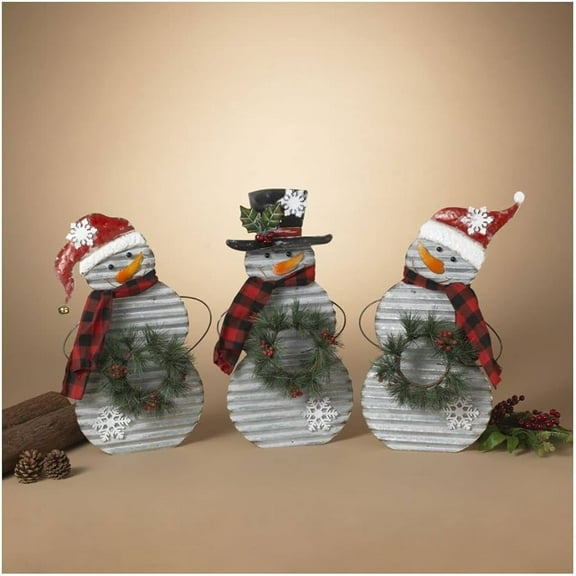 Set of 3 19.4"H Stand Up Metal Snowman