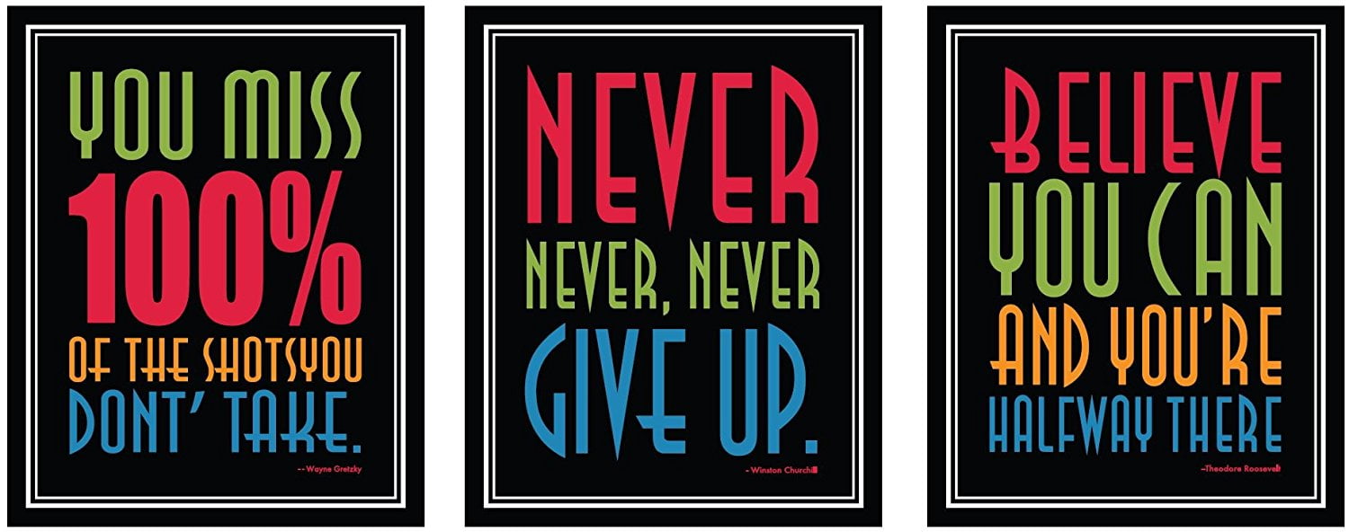 Set of 3 8 X 10 inch Motivational/Inspirational Quotes Wall Art ...