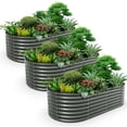 thumbnail image 1 of Set of 3: 8x4x2ft Oval Modular Metal Raised Garden Beds (Grey), 1 of 7