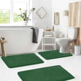 thumbnail image 1 of Set of 3 Absorbent Memory Foam Bath Mat Bathroom Rugs, Machine Washable， Large 20"x32", Small 17"x24", Contour 24"x20" Green, 1 of 6