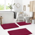 thumbnail image 1 of Set of 3 Absorbent Memory Foam Bath Mat Bathroom Rugs, Machine Washable， Large 20"x32", Small 17"x24", Contour 24"x20" Burgundy, 1 of 6