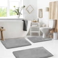 thumbnail image 1 of Set of 3 Absorbent Memory Foam Bath Mat Bathroom Rugs, Machine Washable， Large 20"x32", Small 17"x24", Contour 24"x20" Grey, 1 of 6