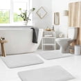 thumbnail image 1 of Set of 3 Absorbent Memory Foam Bath Mat Bathroom Rugs, Machine Washable， Large 20"x32", Small 17"x24", Contour 24"x20" White, 1 of 6
