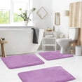thumbnail image 1 of Set of 3 Absorbent Memory Foam Bath Mat Bathroom Rugs, Machine Washable， Large 20"x32", Small 17"x24", Contour 24"x20" Purple, 1 of 6