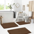 thumbnail image 1 of Set of 3 Absorbent Memory Foam Bath Mat Bathroom Rugs, Machine Washable， Large 20"x32", Small 17"x24", Contour 24"x20" Brown, 1 of 6
