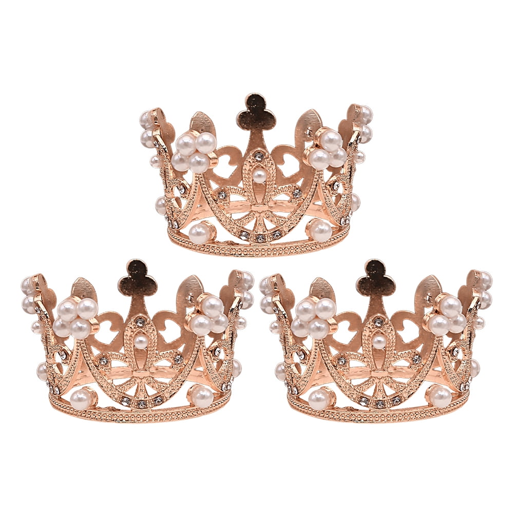 Set of 3 Alloy Crown Cake Topper Glittering Mini Crowns for Cake Flower ...