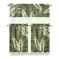 thumbnail image 1 of Set of 3 Aloha Tropical Plant Kitchen Curtains - Jungle Leaves & Vibrant Floral Valance for Farmhouse Windows, 1 of 1