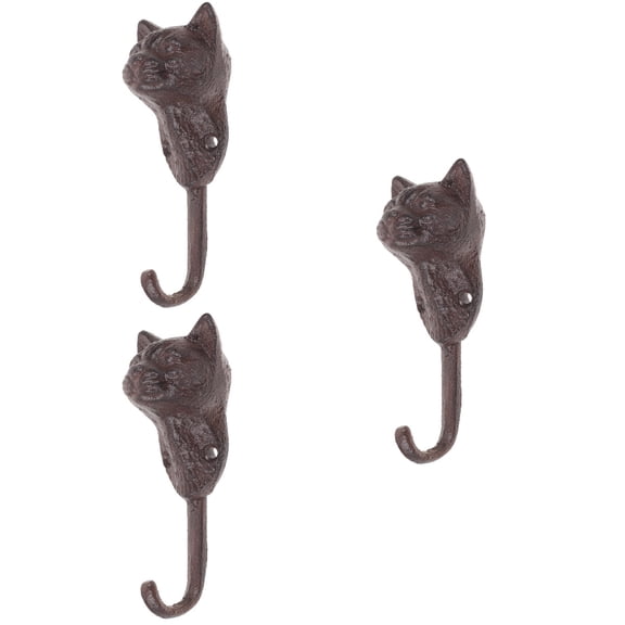 Set of 3 Decorative Wrought Iron Animal Coat Hooks, Wall Mounted Hanging Hardware, 14x5cm Animal-Shaped Hooks