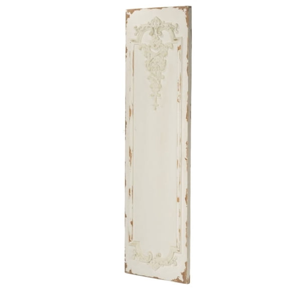 CC Home Furnishings Set of 3 Antique White Distressed Vintage Boiserie Design Rectangular Wall