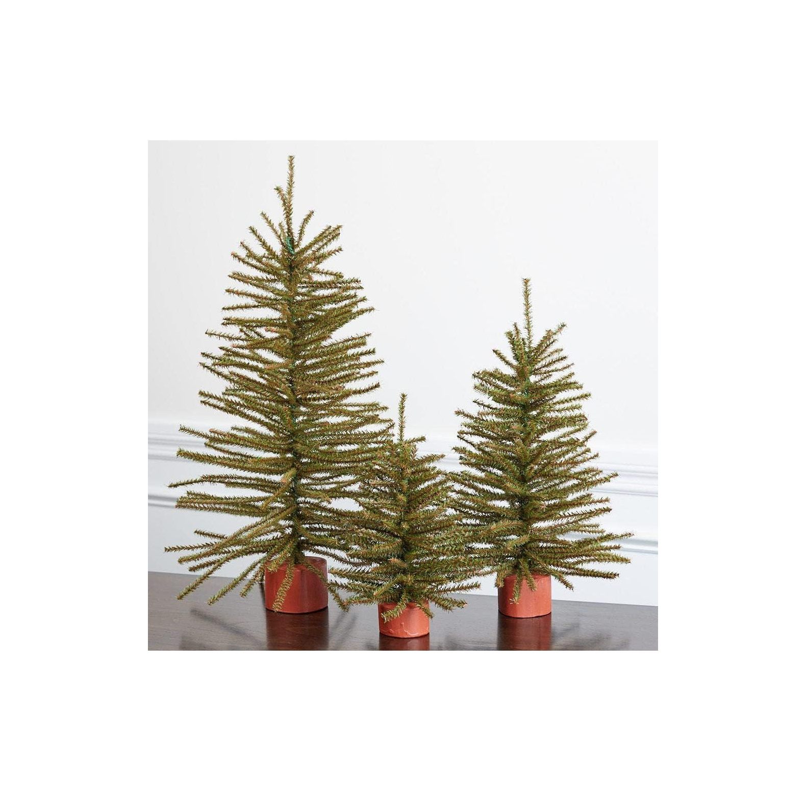Set of 3 Artificial Pine Trees with Wood Bases by TiaGOC Assorted