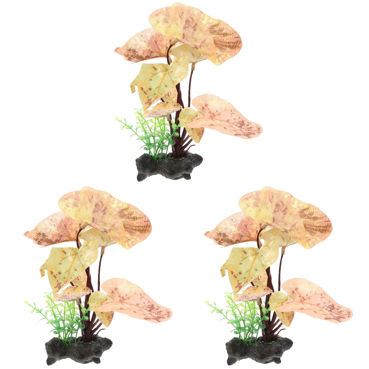 Set of 3 Artificial Water Plants Betta Fish Tank Fake Supplies Small