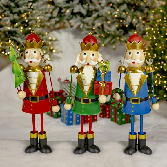 Set of 3 Assorted 2ft. Tall Metal Nutcracker Figurines