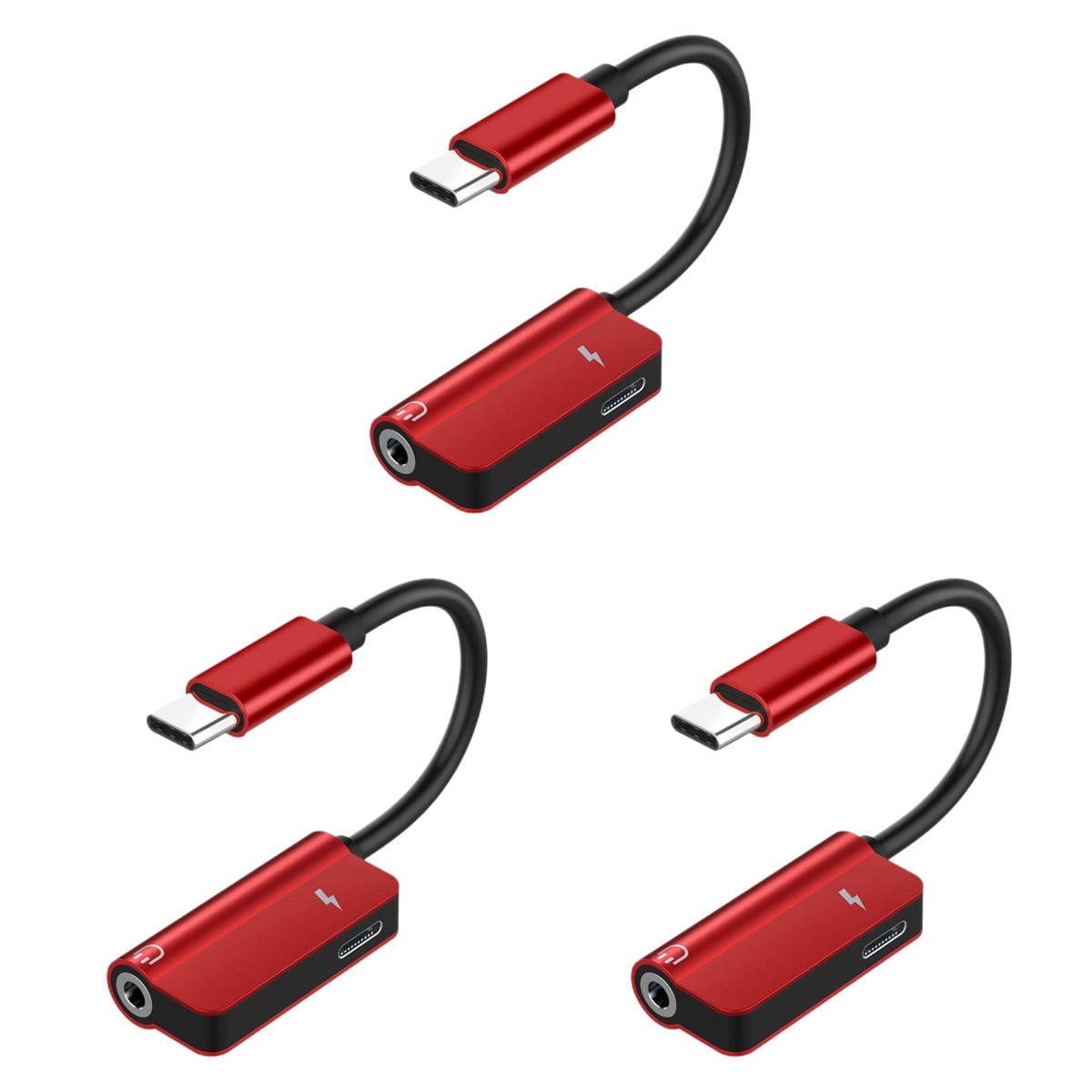 Set of 3 Audio Cable Adapter TypeC External Headphone Compact Charger