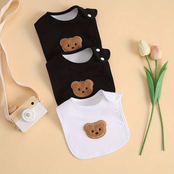 Set of 3 Baby Drool Bibs Made of Pure, Highly Absorbent, And Less Likely to Wet Clothes, in Solid Colors That Match Easily