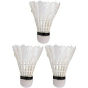 Set of 3 Badminton Shuttlecocks,White Feather Balls with Highly Elastic High-Speed,Durable Badminton for Home,School Use