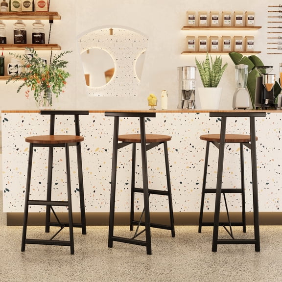 Set of 3 Bar Stools, Curved Backrest for Comfort and Support / Fits Any Interior Decor, Easy to Clean