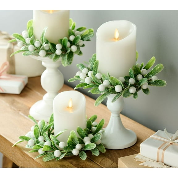 Set of 3 Berry and Mistletoe Rings by Valerie