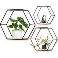 thumbnail image 1 of Set of 3 Black Hexagonal Floating Shelves, Modern Wall Mounted - Ideal for Multiple Rooms, 1 of 7