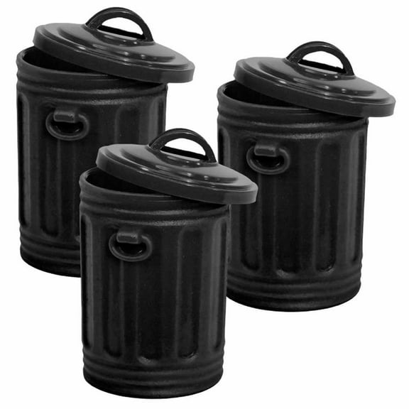 Set of 3 Black Trash Cans for WWE & AEW Wrestling Action Figures