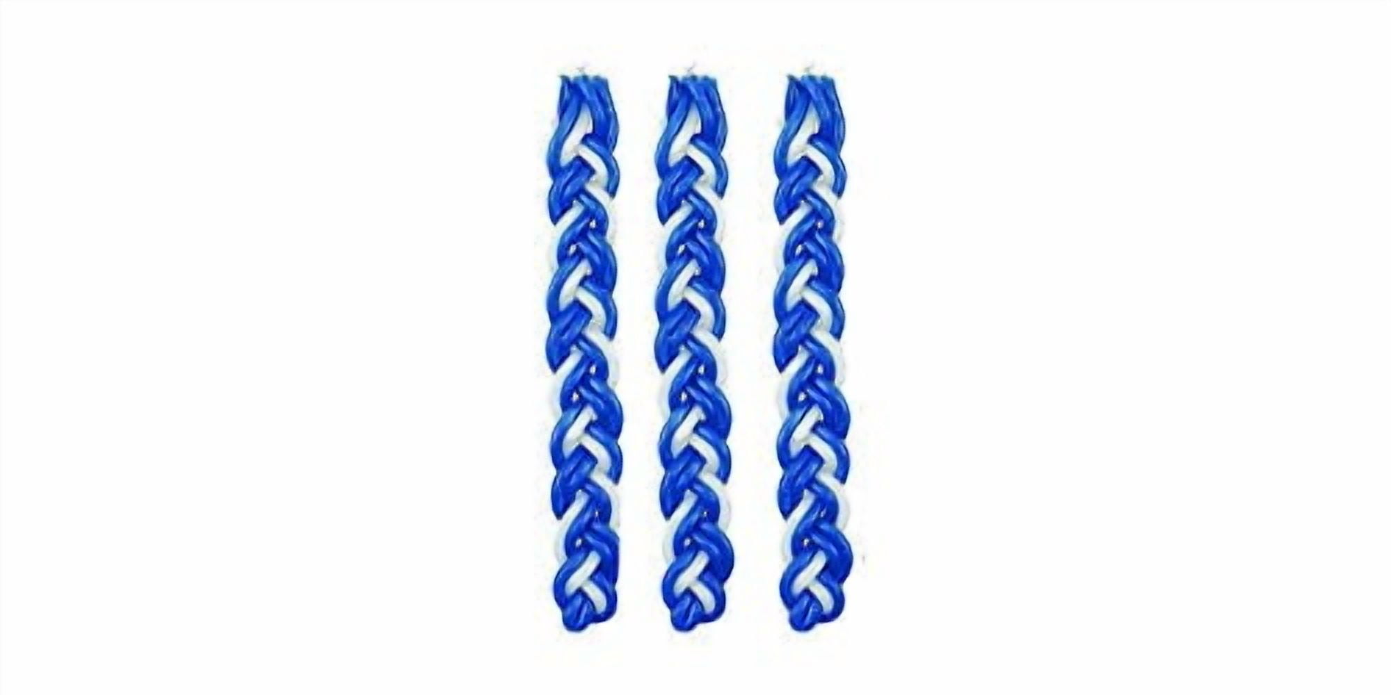 Set of 3 Blue and White Braided Havdalah Wax Candle