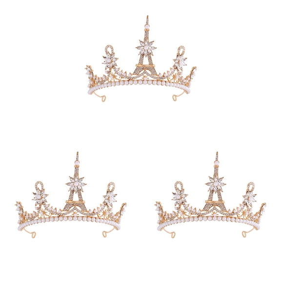 Set of 3 Rhinestone Bridal Party Crowns Headwear Accessories for Wedding, Bachelorette, Prom, and Special Occasions