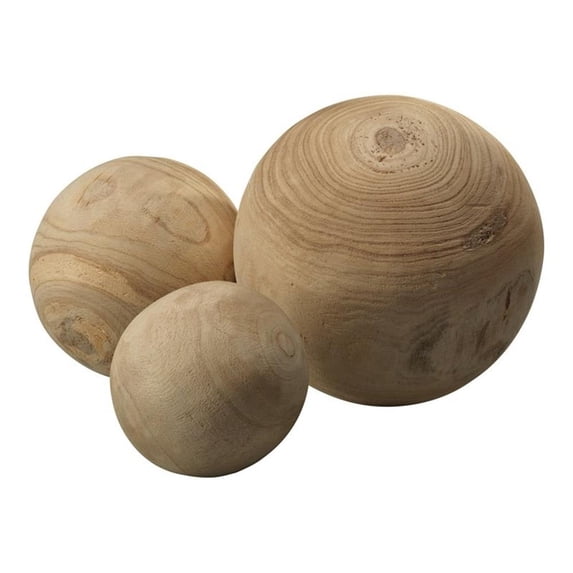 Set of 3 Brown Malibu Natural Wood Balls Figures 8"