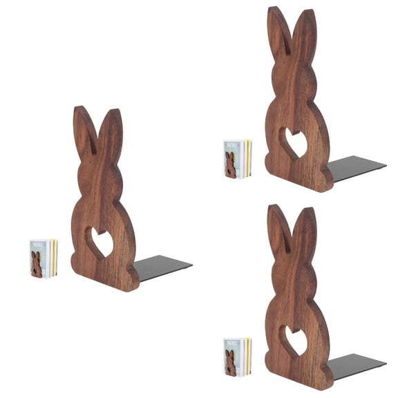 Set of 3 Bunny Book Holder Cartoon Bookend Child 17X10.9CM Coffee