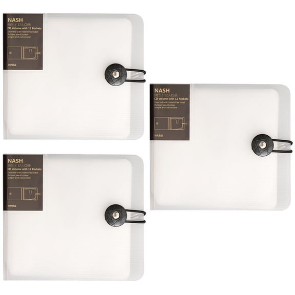 Set of 3 CD Bag Albums Record Player Stand Storage Travel White