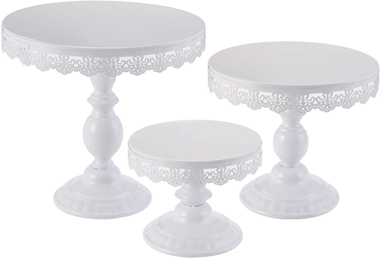 Set of 3 Cake Stands, 8" & 10" & 12" Round Cupcake Display Metal ...