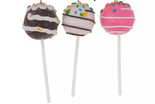 Set of 3 Cake pop Ornament Christmas Chocolate White Strawberry Holiday Tree