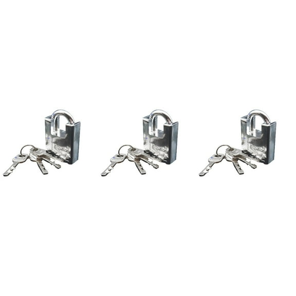 Set of 3 Heavy Duty Steel Padlocks with Caution Keep Keys, 30mm Security Locks for Home, Office, and Outdoor Use