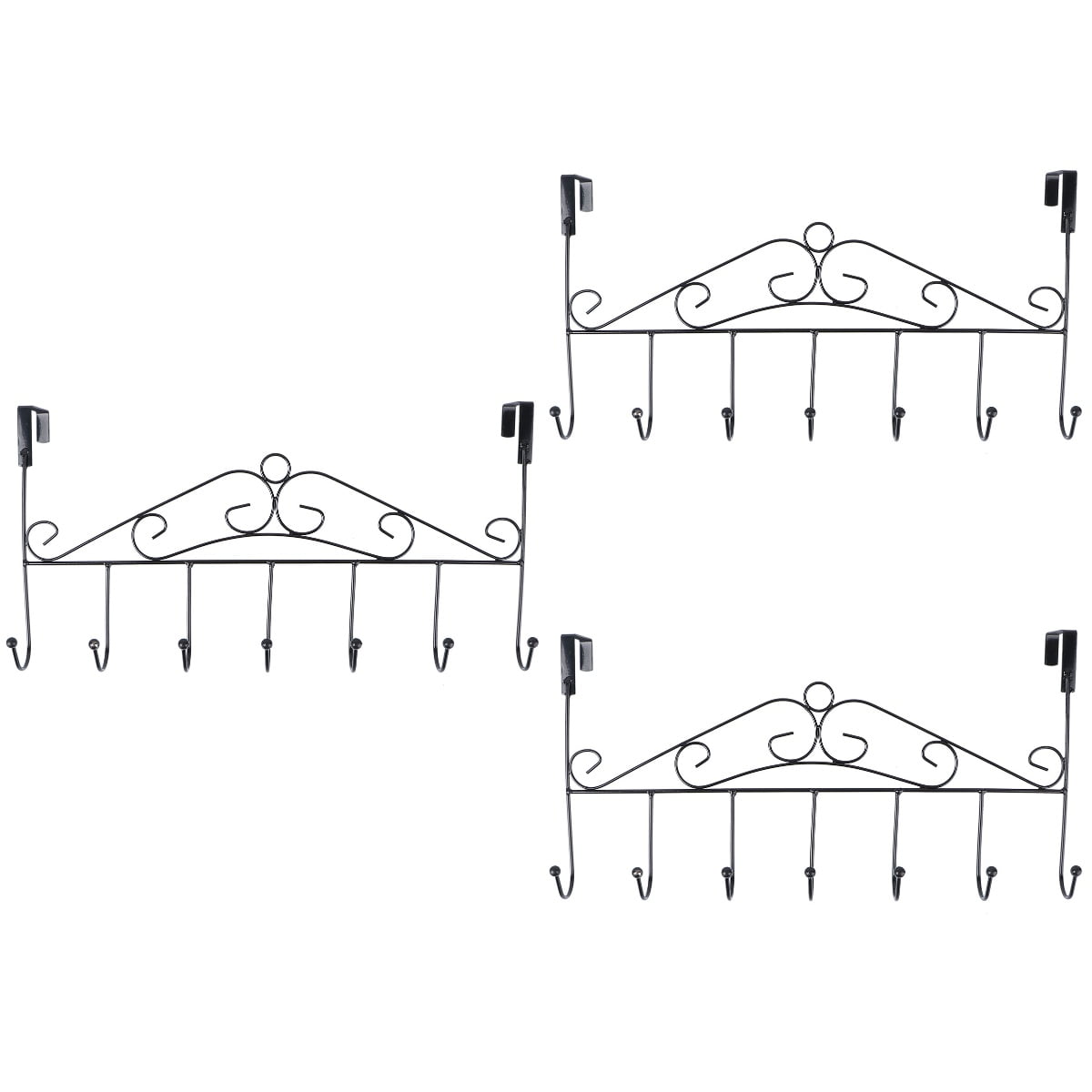 Set of 3 Ceiling Hanging Hook Black Self Adhesive Wall Hooks