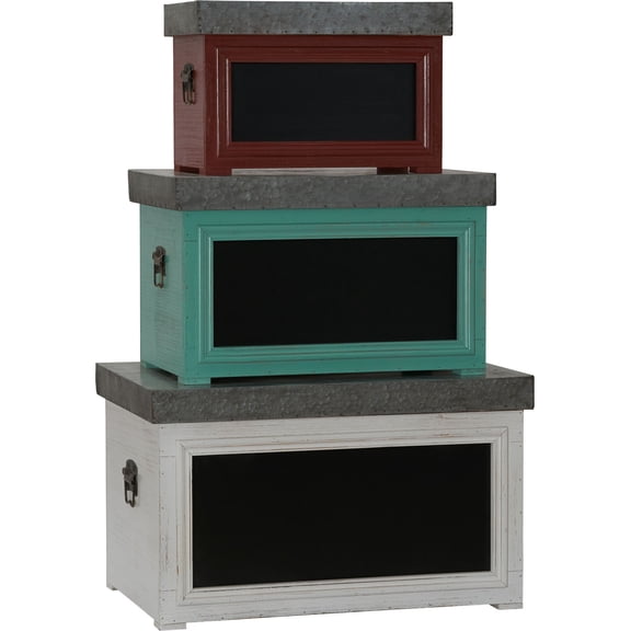 Set of 3 Chalk Board Storage Trunks