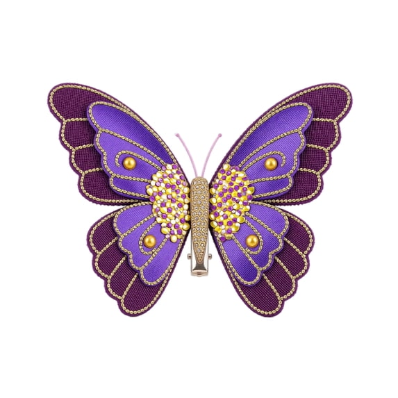 Set of 3 Christmas Butterfly Clip Mesh Gauze Hanging Ornament, for Tree Decoration Holiday Festival Home Display Purple