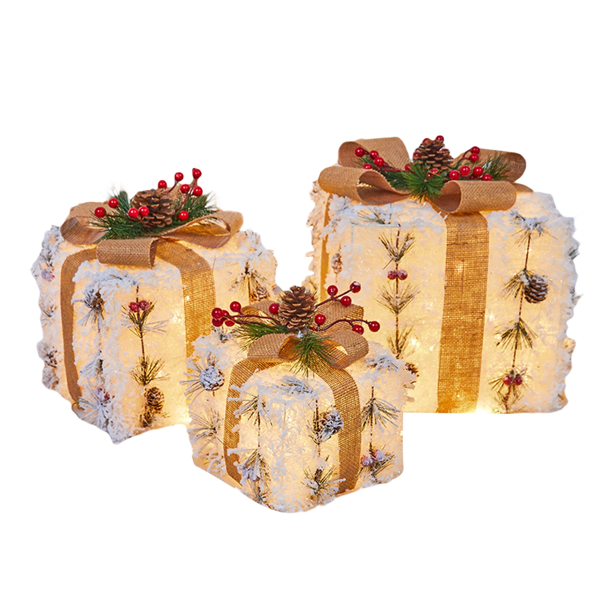 DD Christmas Luminous Gift Box Light String Indoor Decoration Outdoor  Waterproof Christmas Day Light Gift Box Snow Gift Box