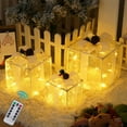thumbnail image 1 of Set of 3 Christmas Lighted Gift Boxes, Pre-lit 63 LED Light Up Present Boxes Ornament Decorations for Indoor Outdoor Xmas Tree Home Yard Lawn Decor, 1 of 8