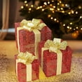 thumbnail image 1 of Set of 3 Christmas Lighted Gift Boxes With Plug For Christmas Decor Weddings Yard Home Holiday Art Christmas Decorations, 1 of 6