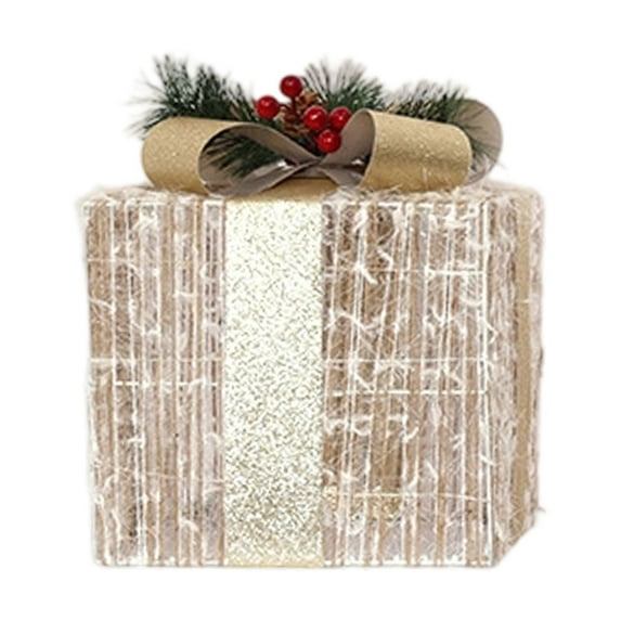 Set of 3 Christmas Lighted Gift Boxes with Bows - Pre-Lit LED Present Box Decor for Indoor Outdoor, Xmas Tree, Yard, and Holiday Home Decoration