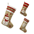 thumbnail image 1 of Set of 3 Christmismas Stocking Gift bag Santa, Snowman & Snowflake 10”x17”, 1 of 6