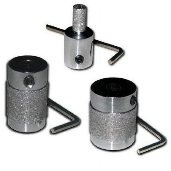 Set of 3 Chrome Hardened Standard Grit Stained Glass Grinder Heads 1/4",3/4", 1" Universal Fit